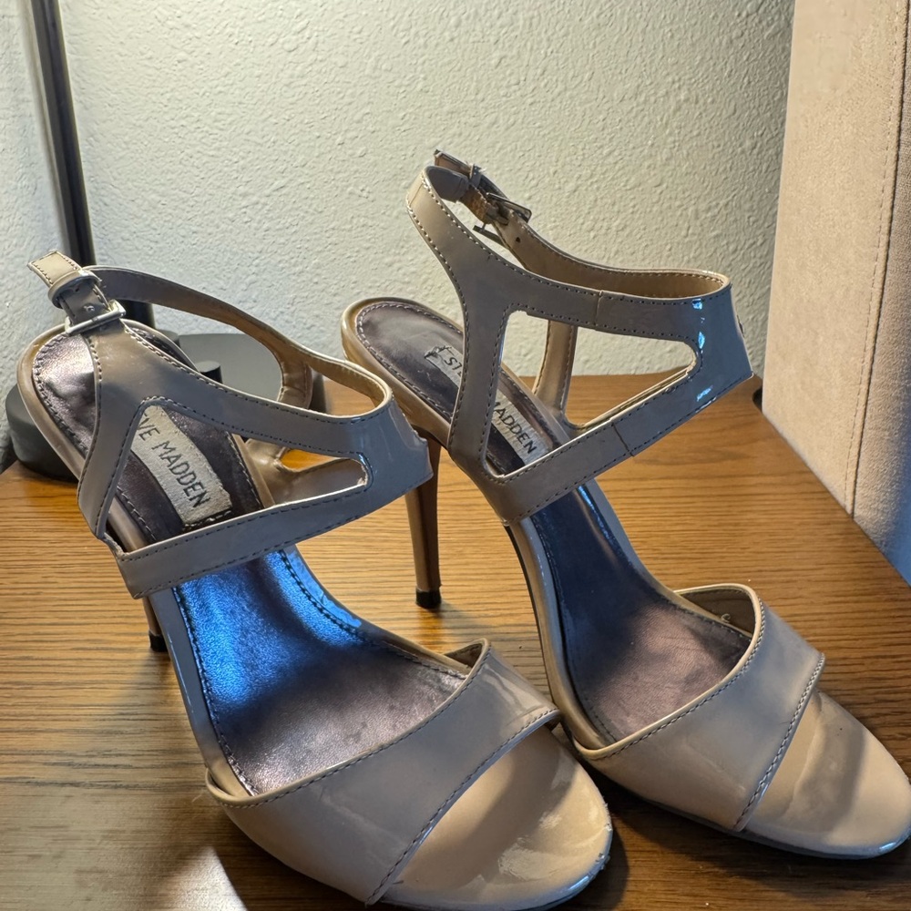 Steve Madden Women's Patent Nude Strappy Heels